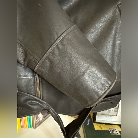 Ralph Lauren Dark Brown Leather Motorcycle Jacket - Picture 9 of 12